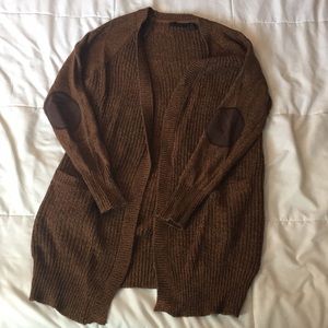 Brown RDI knitted cardigan with elbow patches